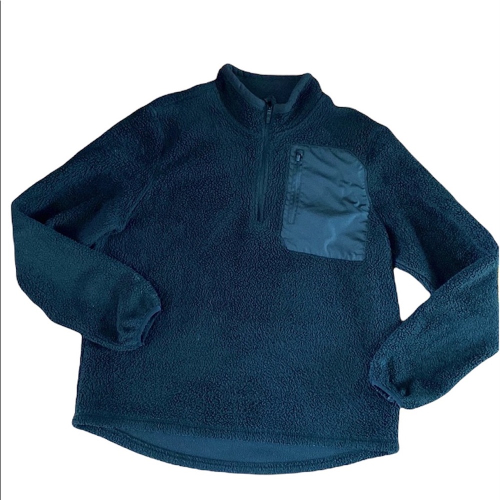 Champion Men’s Sherpa pullover zip up color black size Large